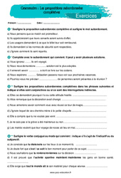 Les propositions subordonnées complétives - 5ème - Exercices avec les corrigés - PDF à imprimer