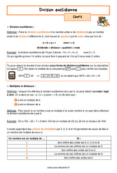 Division euclidienne - 5ème - Cours - PDF à imprimer