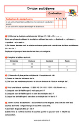 Division euclidienne - 5ème - Evaluation avec la correction - PDF à imprimer