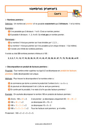 Nombres premiers - 5ème - Séquence complète - PDF à imprimer
