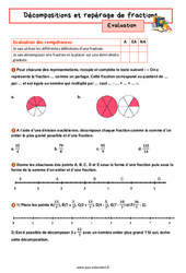 Décomposition et repérage de fractions - 5ème - Evaluation avec la correction - PDF à imprimer