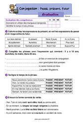 Passé, présent, futur – Évaluation de conjugaison pour le ce1 - PDF à imprimer