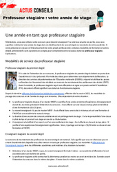 Leçon, exercice et évaluation :<br/> Professeur stagiaire : votre année de stage