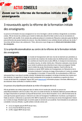 Leçon, exercice et évaluation :<br/> Zoom sur la réforme de formation initiale des enseignants