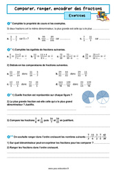 Comparer, ranger, encadrer des fractions - 5ème - Exercices avec les corrigés - PDF à imprimer