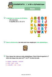 Ordre alphabétique – Leçon de vocabulaire pour le ce1 - PDF gratuit à imprimer