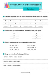 Exercice Ordre Alphab tique Dictionnaire CE1