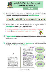 Chercher dans dictionnaire – Leçon de vocabulaire pour le ce1 - PDF gratuit à imprimer