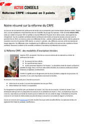 Leçon, exercice et évaluation :<br/> Réforme CRPE 2025 : résumé en 3 points