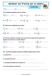 Multiplier une fraction par un nombre – 5ème – Exercices avec les corrigés - PDF à imprimer