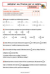 Multiplier une fraction par un nombre – 5ème – Evaluation avec la correction - PDF à imprimer