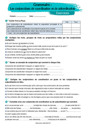 Les conjonctions de coordination et de subordination – 5ème – Exercices avec les corrigés - PDF à imprimer