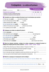 Le subjonctif présent – 5ème – Evaluation avec la correction - PDF à imprimer