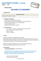 Mois - Calendrier - Ce2 - Fiche de préparation - PDF à imprimer