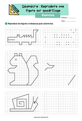 Reproduire une figure sur quadrillage – Exercices de géométrie pour le ce1 - PDF à imprimer