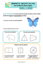 Identifier les axes de symétrie d'une figure – Leçon de géométrie pour le ce1 - PDF gratuit à imprimer