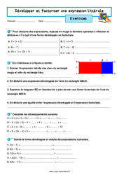 Développer et factoriser une expression littérale – 5ème – Exercices avec les corrigés - PDF à imprimer