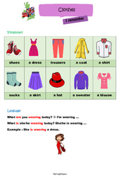 Clothes - Leçon d'anglais CE2 - CM1 - Séquence 16 - My English Pass - PDF gratuit à imprimer
