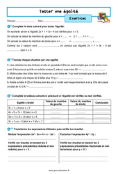 Tester une égalité - 5ème - Exercices avec correction - PDF à imprimer