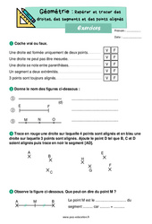 Repérer et tracer des droites, des segments et des points alignés – Exercices pour le ce1 - PDF à imprimer