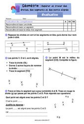 Repérer et tracer des droites, des segments et des points alignés – Évaluation pour le ce1 - PDF à imprimer
