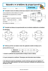 Résoudre un problème de proportionnalité – 5ème – Exercices avec les corrigés - PDF à imprimer