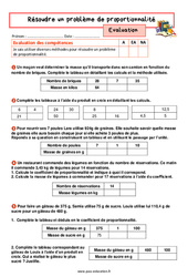 Résoudre un problème de proportionnalité – 5ème – Evaluation avec la correction - PDF à imprimer