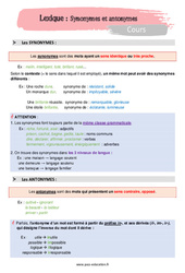Synonymes et antonymes – 5ème – Cours - Séquences didactiques CRPE 2024 - PDF à imprimer