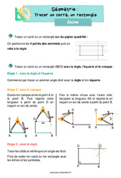 Tracer un carré, un rectangle – Leçon sur les quadrilatères au ce1 - PDF gratuit à imprimer