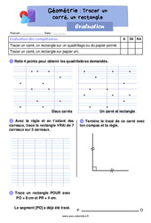 Tracer un carré, un rectangle – Évaluation sur les quadrilatères au ce1 - PDF à imprimer