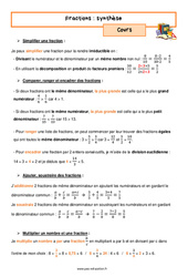 Synthèse sur les fractions – 5ème – Séquence complète - PDF à imprimer