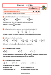 Synthèse sur les fractions – 5ème – Evaluation avec la correction - PDF à imprimer