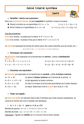 Synthèse sur le calcul littéral – 5ème – Séquence complète - PDF à imprimer