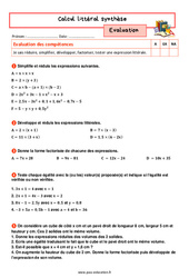 Synthèse sur le calcul littéral – 5ème – Evaluation avec la correction - PDF à imprimer