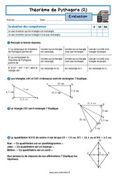 Théorème de Pythagore (2) – 4ème – Evaluation avec la correction - PDF à imprimer