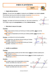 Angles et parallélisme – 5ème – Cours - PDF à imprimer