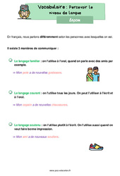 Percevoir le niveau de langue – Leçon pour le ce1 - PDF gratuit à imprimer