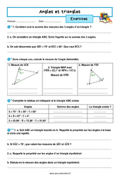 Angles et triangles – 5ème – Exercices avec les corrigés - PDF à imprimer