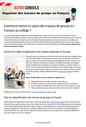 Organiser des travaux de groupe en français