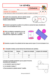 Le cylindre – 5ème – Evaluation avec la correction - PDF à imprimer