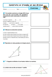 Construire un triangle et ses droites – 5ème – Exercices avec les corrigés - PDF à imprimer