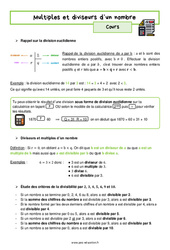 Multiples et diviseurs d’un nombre – 4ème – Séquence complète - PDF à imprimer