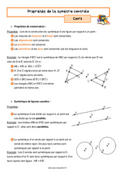 Les propriétés de la symétrie centrale – 5ème – Cours - PDF à imprimer