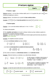 Fractions égales – 4ème – Séquence complète - PDF à imprimer