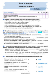 La cohérence du texte - 4ème – Evaluation avec la correction - PDF à imprimer