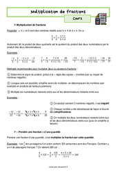 Multiplication de fractions – 4ème – Séquence complète - PDF à imprimer