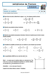 Multiplication de fractions – 4ème – Evaluation avec la correction - PDF à imprimer