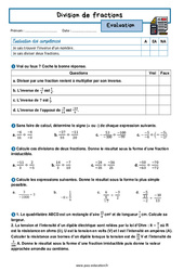 La division de fractions – 4ème – Evaluation avec la correction - PDF à imprimer
