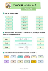 Apprendre la table de 7 au Ce1 – Exercices - PDF à imprimer