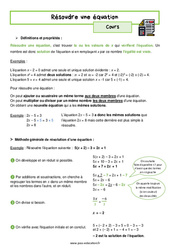 Résoudre une équation – 4ème – Séquence complète - PDF à imprimer